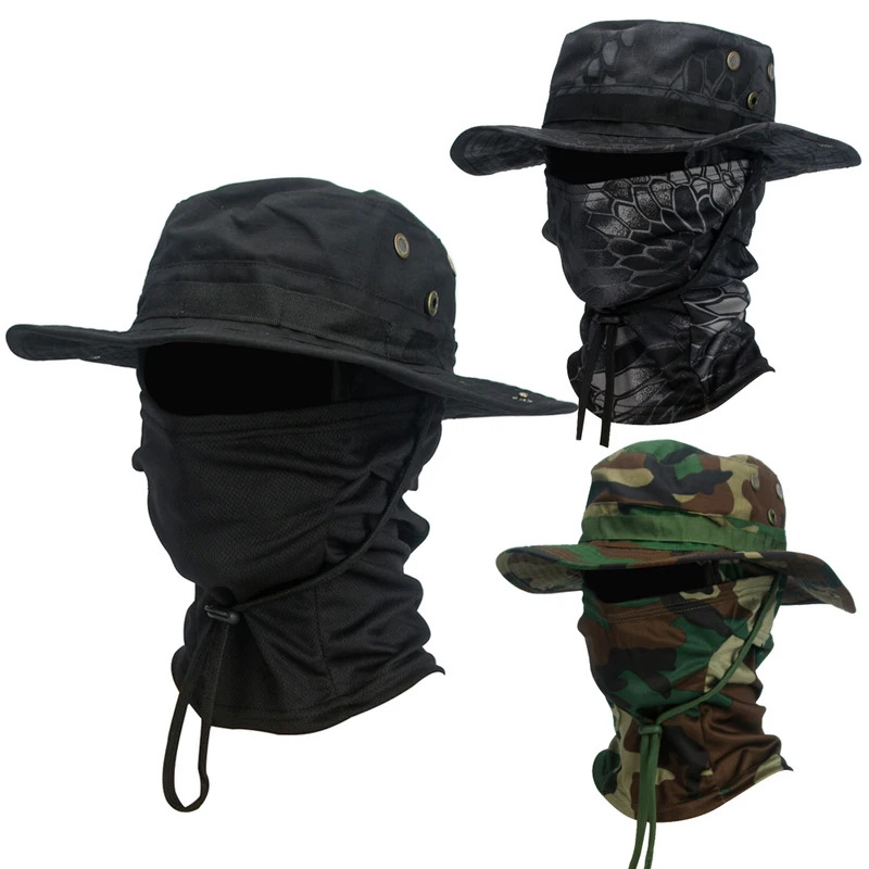 Mountain Biking Hat - 2-teiliges Set: Breitkrempiger Hut und Sturmhaube