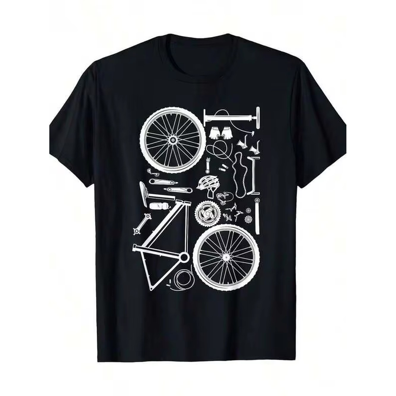 Mountain Biking Shirts - Herren-T-Shirt aus schwarzer Baumwolle mit weißem