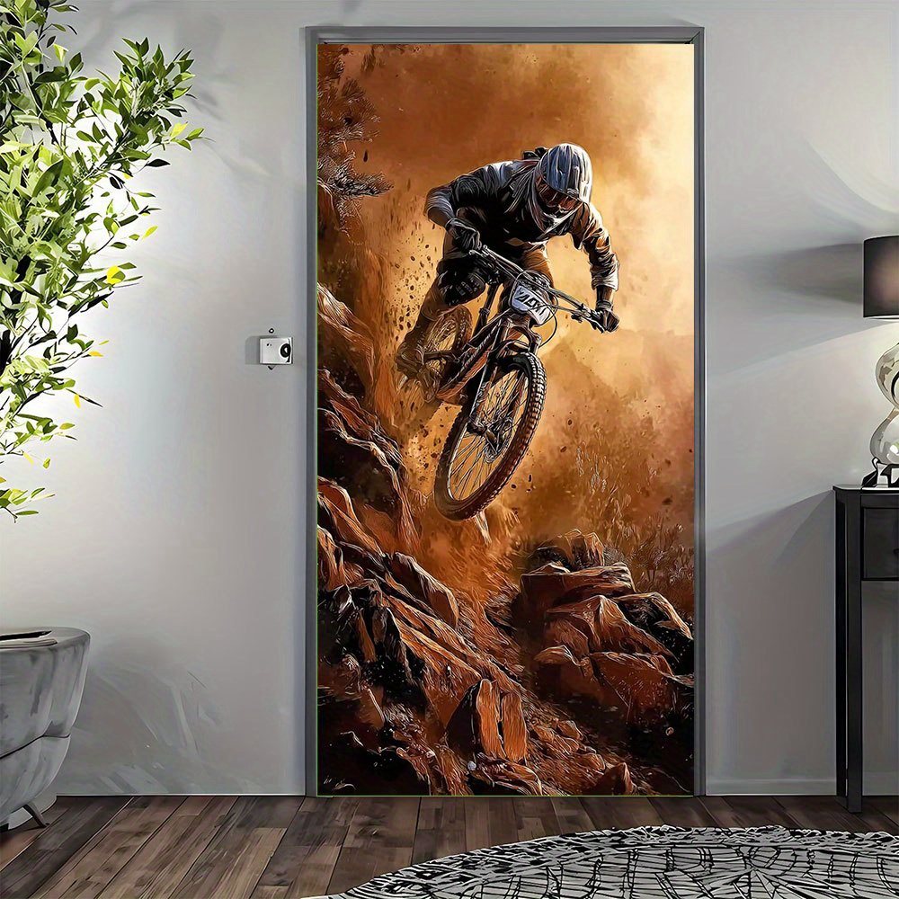 Mountain Biking Events - 2D-Planarvorhänge, 2D-Türdekorationsbanner, 1 Stück Mountainbike-Renn-Dekorationsartikel.