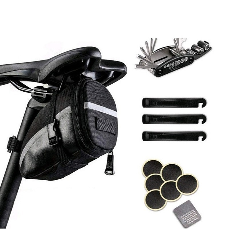 Mountain Biking Bag - Ein Set Fahrrad-Hecktasche mit Reifenreparatur-Werkzeugset für