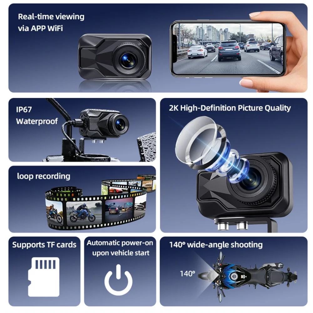 Motorrad-DVR 2K HD WiFi & APP  – Mountain Biking Images Bewertung und Preis